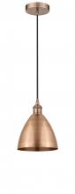  616-1P-AC-MBD-75-AC - Bristol - 1 Light - 8 inch - Antique Copper - Cord hung - Mini Pendant