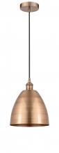  616-1P-AC-MBD-9-AC - Bristol - 1 Light - 9 inch - Antique Copper - Cord hung - Mini Pendant