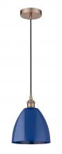 Innovations Lighting 616-1P-AC-MBD-9-BL-LED - Plymouth - 1 Light - 9 inch - Antique Copper - Cord hung - Mini Pendant