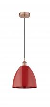  616-1P-AC-MBD-9-RD - Plymouth - 1 Light - 9 inch - Antique Copper - Cord hung - Mini Pendant