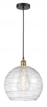  616-1P-BAB-G1213-14 - Athens Deco Swirl - 1 Light - 14 inch - Black Antique Brass - Cord hung - Pendant