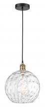  616-1P-BAB-G1215-12 - Athens Water Glass - 1 Light - 12 inch - Black Antique Brass - Cord hung - Mini Pendant