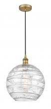  616-1P-BB-G1213-12 - Athens Deco Swirl - 1 Light - 12 inch - Brushed Brass - Cord hung - Mini Pendant