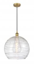  616-1P-BB-G1213-14 - Athens Deco Swirl - 1 Light - 14 inch - Brushed Brass - Cord hung - Pendant