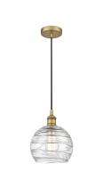  616-1P-BB-G1213-8 - Athens Deco Swirl - 1 Light - 8 inch - Brushed Brass - Cord hung - Mini Pendant