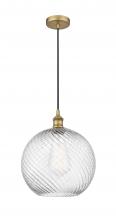  616-1P-BB-G1214-12 - Athens Twisted Swirl - 1 Light - 12 inch - Brushed Brass - Cord hung - Mini Pendant