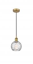  616-1P-BB-G1215-6 - Athens Water Glass - 1 Light - 6 inch - Brushed Brass - Cord hung - Mini Pendant