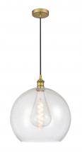  616-1P-BB-G124-14 - Athens - 1 Light - 14 inch - Brushed Brass - Cord hung - Pendant