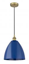  616-1P-BB-MBD-12-BL - Plymouth - 1 Light - 12 inch - Brushed Brass - Cord hung - Mini Pendant