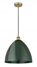  616-1P-BB-MBD-16-GR - Plymouth - 1 Light - 16 inch - Brushed Brass - Cord hung - Mini Pendant