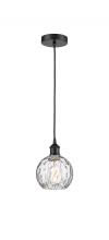  616-1P-BK-G1215-6-LED - Athens Water Glass - 1 Light - 6 inch - Matte Black - Cord hung - Mini Pendant