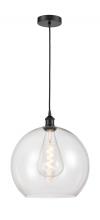  616-1P-BK-G122-14 - Athens - 1 Light - 14 inch - Matte Black - Cord hung - Pendant