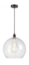  616-1P-BK-G124-14 - Athens - 1 Light - 14 inch - Matte Black - Cord hung - Pendant