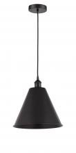  616-1P-BK-MBC-12-BK - Berkshire - 1 Light - 12 inch - Matte Black - Cord hung - Mini Pendant