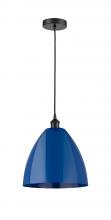 Innovations Lighting 616-1P-BK-MBD-12-BL-LED - Plymouth - 1 Light - 12 inch - Matte Black - Cord hung - Mini Pendant