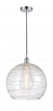  616-1P-PC-G1213-14 - Athens Deco Swirl - 1 Light - 14 inch - Polished Chrome - Cord hung - Pendant