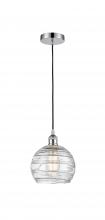  616-1P-PC-G1213-8-LED - Athens Deco Swirl - 1 Light - 8 inch - Polished Chrome - Cord hung - Mini Pendant