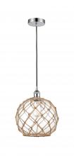  616-1P-PC-G122-10RB-LED - Farmhouse Rope - 1 Light - 10 inch - Polished Chrome - Cord hung - Mini Pendant