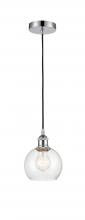  616-1P-PC-G124-6 - Athens - 1 Light - 6 inch - Polished Chrome - Cord hung - Mini Pendant