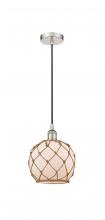  616-1P-PN-G121-8RB - Farmhouse Rope - 1 Light - 8 inch - Polished Nickel - Cord hung - Mini Pendant