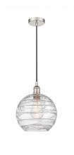  616-1P-PN-G1213-10-LED - Athens Deco Swirl - 1 Light - 10 inch - Polished Nickel - Cord hung - Mini Pendant