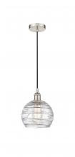  616-1P-PN-G1213-8-LED - Athens Deco Swirl - 1 Light - 8 inch - Polished Nickel - Cord hung - Mini Pendant