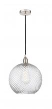  616-1P-PN-G1214-12 - Athens Twisted Swirl - 1 Light - 12 inch - Polished Nickel - Cord hung - Mini Pendant