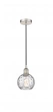  616-1P-PN-G1215-6-LED - Athens Water Glass - 1 Light - 6 inch - Polished Nickel - Cord hung - Mini Pendant