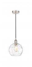  616-1P-PN-G1215-8-LED - Athens Water Glass - 1 Light - 8 inch - Polished Nickel - Cord hung - Mini Pendant