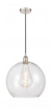  616-1P-PN-G122-14 - Athens - 1 Light - 14 inch - Polished Nickel - Cord hung - Pendant