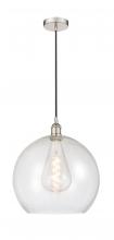  616-1P-PN-G124-14 - Athens - 1 Light - 14 inch - Polished Nickel - Cord hung - Pendant