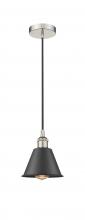  616-1P-PN-M8-BK-LED - Smithfield - 1 Light - 7 inch - Polished Nickel - Cord hung - Mini Pendant