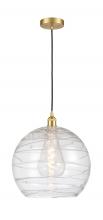  616-1P-SG-G1213-14 - Athens Deco Swirl - 1 Light - 14 inch - Satin Gold - Cord hung - Pendant