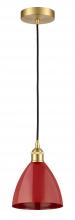  616-1P-SG-MBD-75-RD - Plymouth - 1 Light - 8 inch - Satin Gold - Cord hung - Mini Pendant