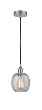  616-1P-SN-G104 - Belfast - 1 Light - 6 inch - Brushed Satin Nickel - Cord hung - Mini Pendant