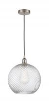  616-1P-SN-G1214-12 - Athens Twisted Swirl - 1 Light - 12 inch - Brushed Satin Nickel - Cord hung - Mini Pendant