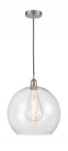  616-1P-SN-G122-14 - Athens - 1 Light - 14 inch - Brushed Satin Nickel - Cord hung - Pendant