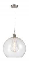  616-1P-SN-G124-14 - Athens - 1 Light - 14 inch - Brushed Satin Nickel - Cord hung - Pendant