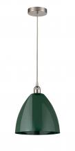  616-1P-SN-MBD-12-GR - Plymouth - 1 Light - 12 inch - Brushed Satin Nickel - Cord hung - Mini Pendant