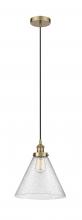  616-1PH-AB-G44-L - Cone - 1 Light - 12 inch - Antique Brass - Cord hung - Mini Pendant