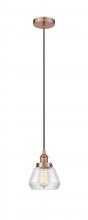  616-1PH-AC-G172 - Fulton - 1 Light - 7 inch - Antique Copper - Cord hung - Mini Pendant