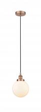 Innovations Lighting 616-1PH-AC-G201-8-LED - Beacon - 1 Light - 8 inch - Antique Copper - Cord hung - Mini Pendant