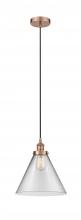  616-1PH-AC-G42-L - Cone - 1 Light - 12 inch - Antique Copper - Cord hung - Mini Pendant