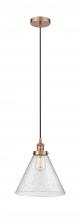  616-1PH-AC-G44-L - Cone - 1 Light - 12 inch - Antique Copper - Cord hung - Mini Pendant