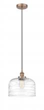  616-1PH-AC-G713-L - Bell - 1 Light - 12 inch - Antique Copper - Cord hung - Mini Pendant