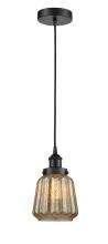  616-1PH-BK-G146-LED - Chatham - 1 Light - 7 inch - Matte Black - Cord hung - Mini Pendant