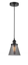  616-1PH-BK-G63-LED - Cone - 1 Light - 6 inch - Matte Black - Cord hung - Mini Pendant