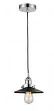  616-1PH-PC-M6-BK - Edison - 1 Light - 8 inch - Polished Chrome - Cord hung - Mini Pendant