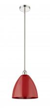  616-1S-PN-MBD-12-RD - Plymouth - 1 Light - 12 inch - Polished Nickel - Cord hung - Mini Pendant