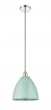  616-1S-PN-MBD-12-SF - Plymouth - 1 Light - 12 inch - Polished Nickel - Cord hung - Mini Pendant